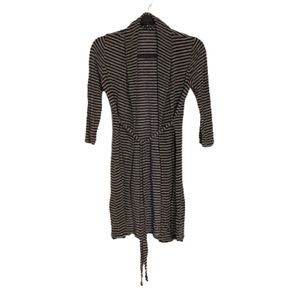 Tart Intimate | Black Gray Striped Front Tie Robe, Small, Women Fashion